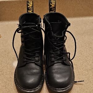 Dr. Martens Black Leather Boots For Kids
